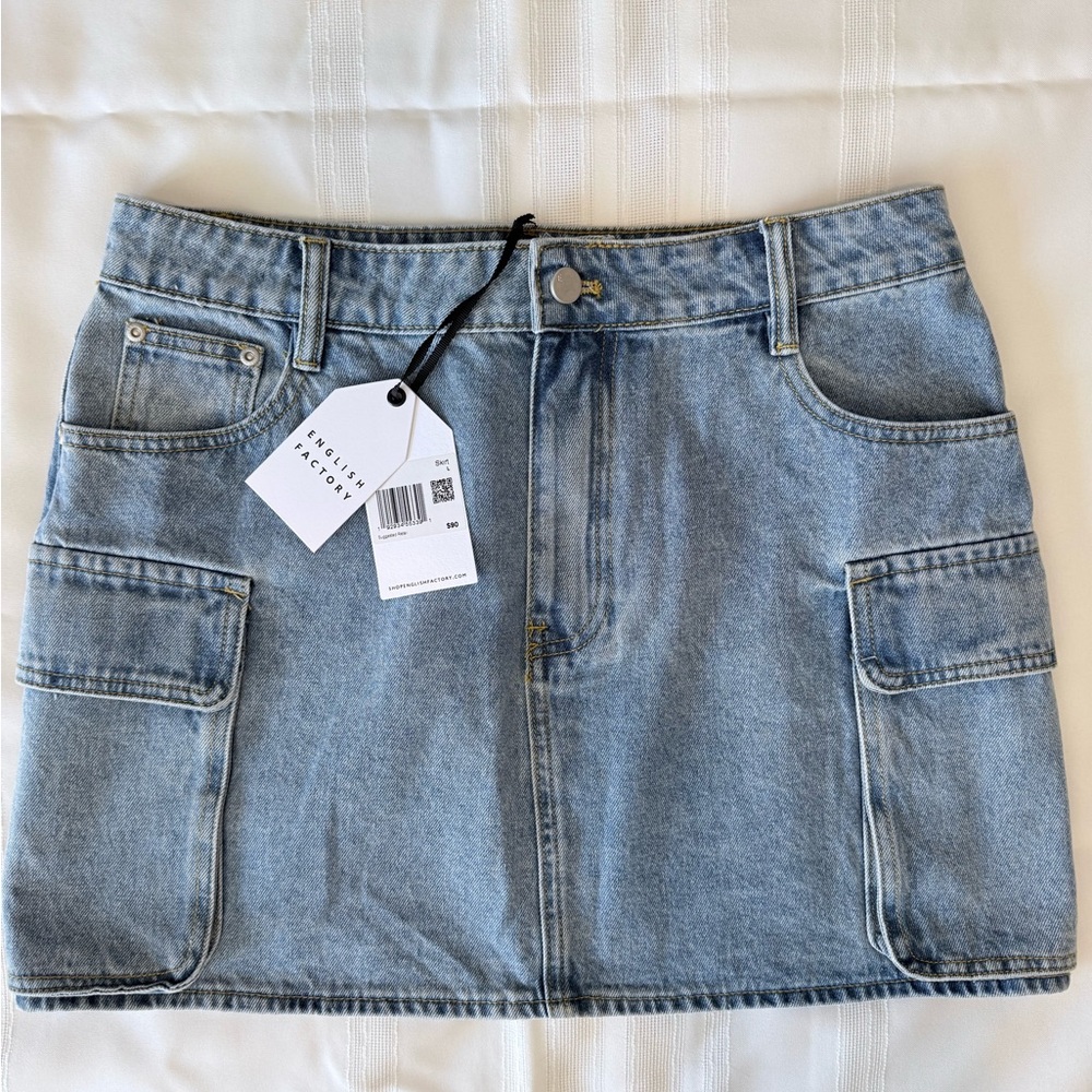 English Factory Light Blue Denim Skirt NWT